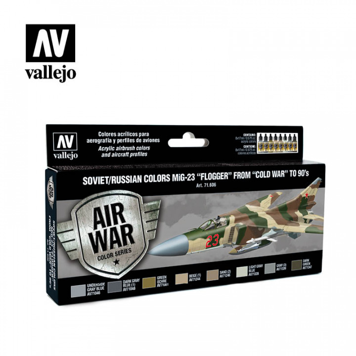 Boxart Soviet/Russian Colors MiG-23 “Flogger” from 70’s to 90’s  Vallejo Model Air