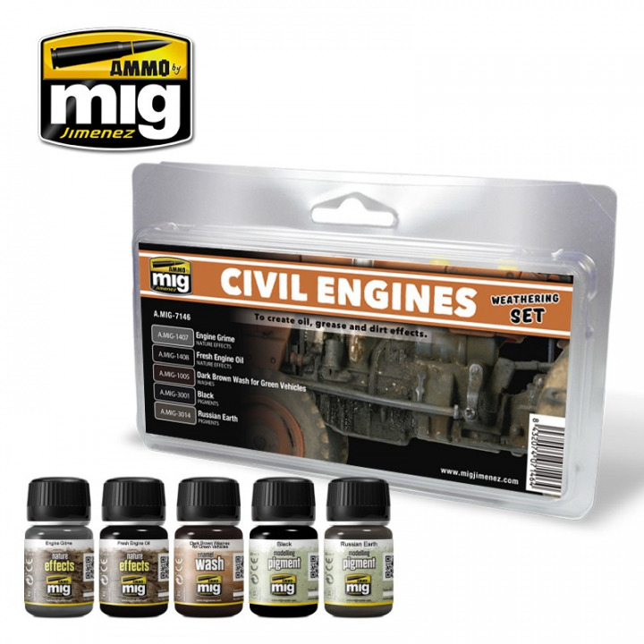 Boxart Civil Engines Weathering Set Ammo by Mig Jimenez Boxart Civil Engines Weathering Set Ammo by Mig Jimenez