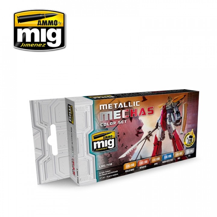 Boxart Metallic Mechas Color Set Ammo by Mig Jimenez Boxart Metallic Mechas Color Set Ammo by Mig Jimenez