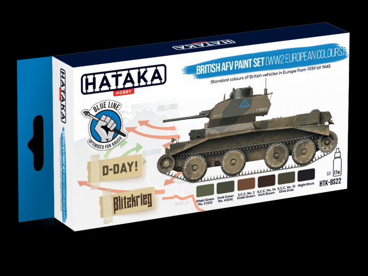 Boxart British AFV paint set (WW2 European colours) HTK-BS22 Hataka Hobby Blue Line