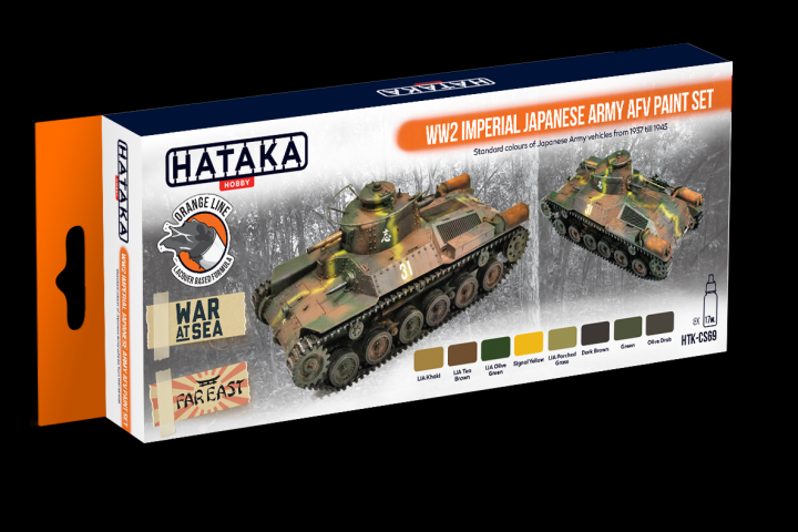 Boxart WW2 Imperial Japanese Army AFV paint set HTK-CS69 Hataka Hobby Orange Line Boxart WW2 Imperial Japanese Army AFV paint set HTK-CS69 Hataka Hobby Orange Line