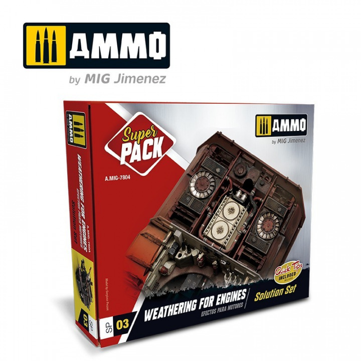 Boxart SUPER PACK Weathering for Engines A.MIG-7804 Ammo by Mig Jimenez Boxart SUPER PACK Weathering for Engines A.MIG-7804 Ammo by Mig Jimenez