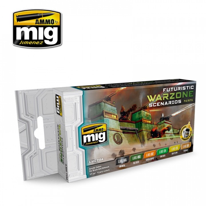 Boxart Futuristic Warzone Scenarios Color Set Ammo by Mig Jimenez Boxart Futuristic Warzone Scenarios Color Set Ammo by Mig Jimenez