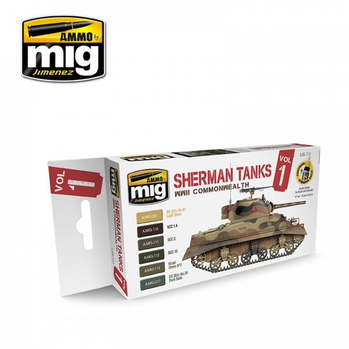 Boxart Set Sherman Tanks Vol. 1 (WWII Commonwealth)  Ammo by Mig Jimenez