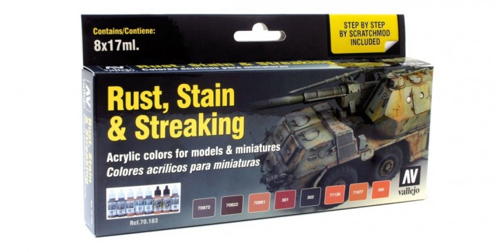 Boxart Rust, Stain & Streaking 70.183 Vallejo Model Color Boxart Rust, Stain & Streaking 70.183 Vallejo Model Color