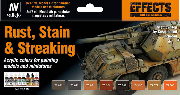 Boxart Rust, Stain & Streaking 70.183 Vallejo Model Color Boxart Rust, Stain & Streaking 70.183 Vallejo Model Color