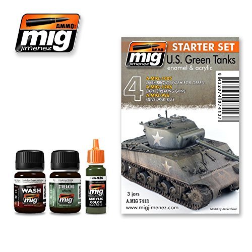 Boxart U.S. Green Tanks Enamel & Acrylic Weathering Set 7413 Ammo by Mig Jimenez