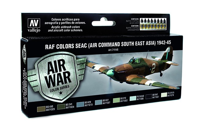 Boxart RAF Colors SEAC (Air Command South East Asia) 1942-19 - Set 71.146 Vallejo Model Air Boxart RAF Colors SEAC (Air Command South East Asia) 1942-19 - Set 71.146 Vallejo Model Air
