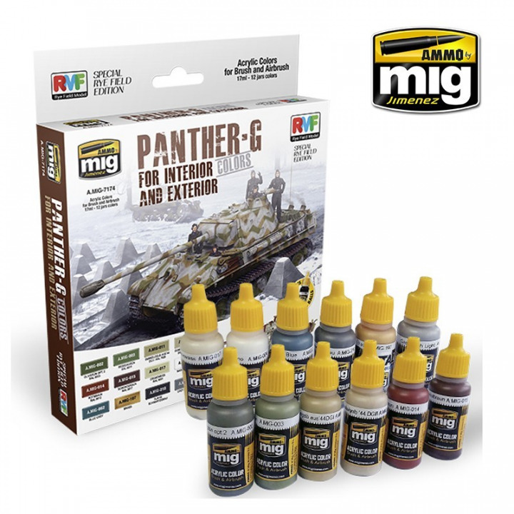 Boxart Panther-G Int. & Ext. Colors (Ryefield Models) Ammo by Mig Jimenez Boxart Panther-G Int. & Ext. Colors (Ryefield Models) Ammo by Mig Jimenez