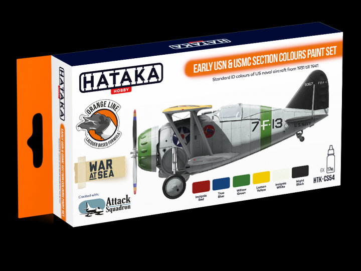 Boxart Early USN & USMC Section Colours paint set HTK-CS54 Hataka Hobby Orange Line