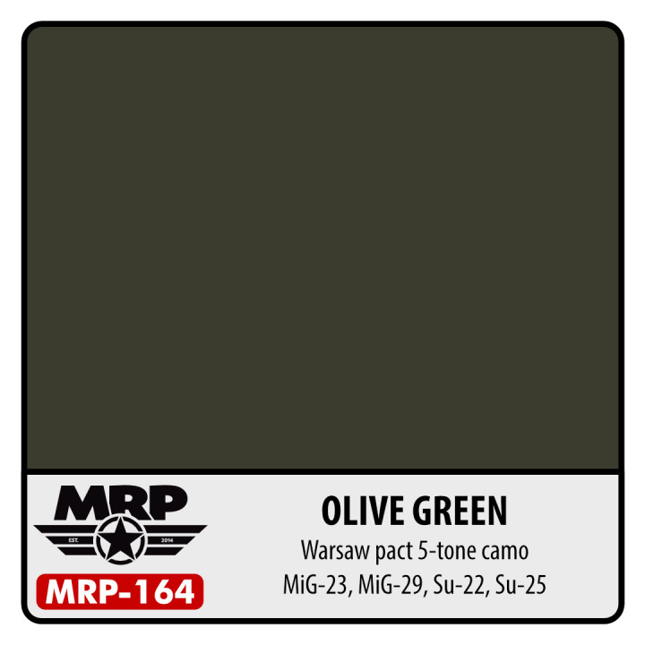 Boxart Olive Green (Mig-23, Mig-29, Su-22, Su-25) Warsaw Pact 5-tone Camo MR.Paint Boxart Olive Green (Mig-23, Mig-29, Su-22, Su-25) Warsaw Pact 5-tone Camo MR.Paint