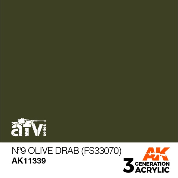 Boxart N°9 Olive Drab (FS 33070) AK 11339 AK 3rd Generation - AFV Boxart N°9 Olive Drab (FS 33070) AK 11339 AK 3rd Generation - AFV
